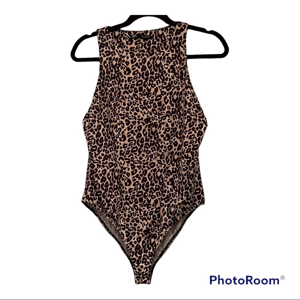 Zara Viral Bodysuit Animal Leopard Print Gem